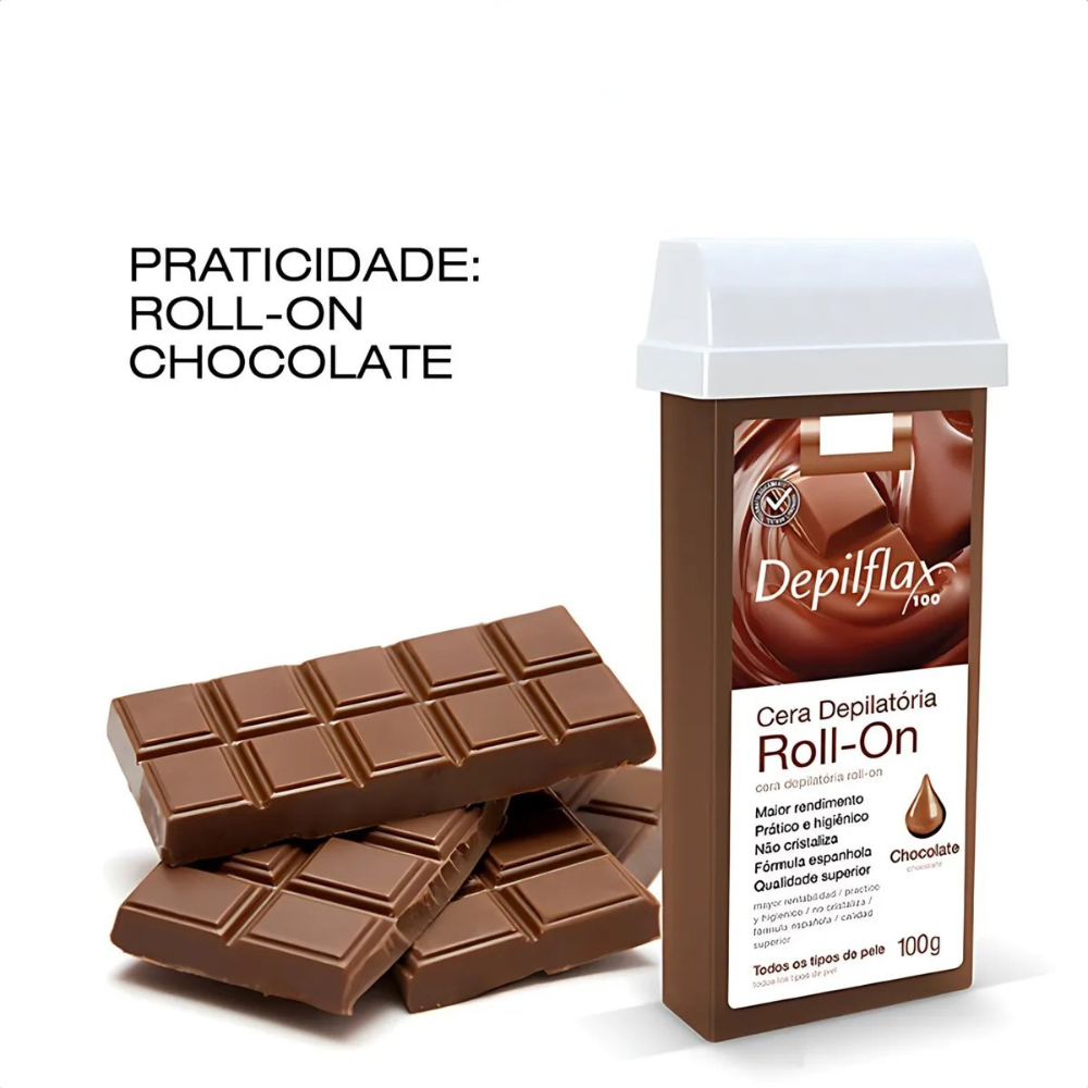 Refil Cera Depilatória Roll On Chocolate Depilflax 100g