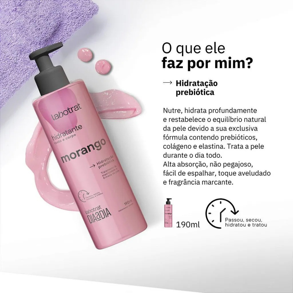 Creme Hidratante Labotrat 190ml Morango