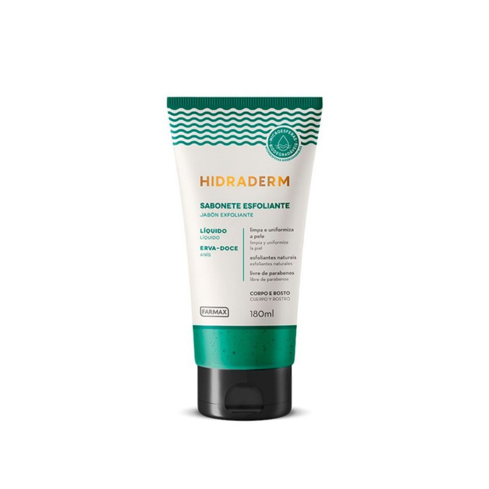 Sabonete Líquido Esfoliante Hidraderm Farmax 180ml