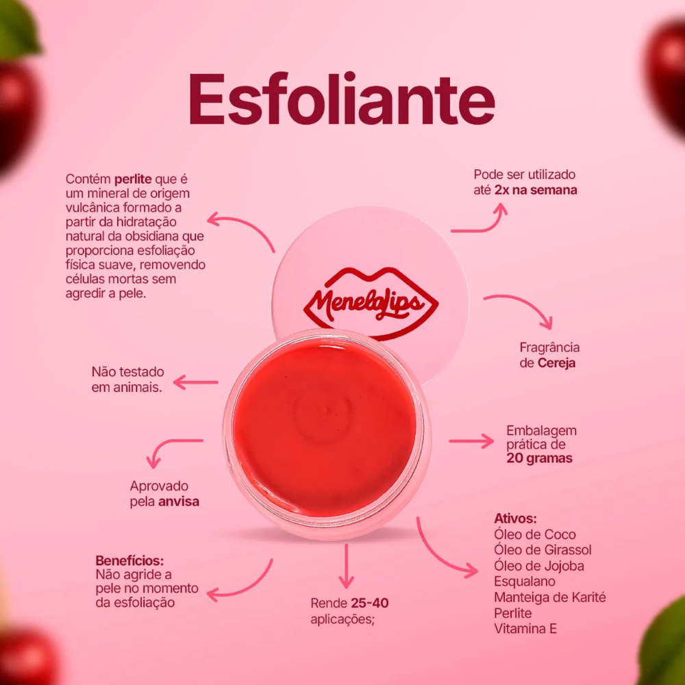 Kit Sérum Hidragloss 15ml + Esfoliante Labial 12g + Lip Mask 20g Menela