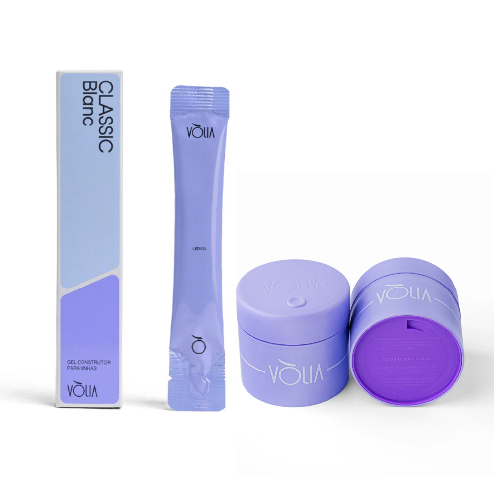 Kit Gel Refil Sachê Vòlia 14g  Classic Blanc + Pote Eco Vòlia 30g Lavanda