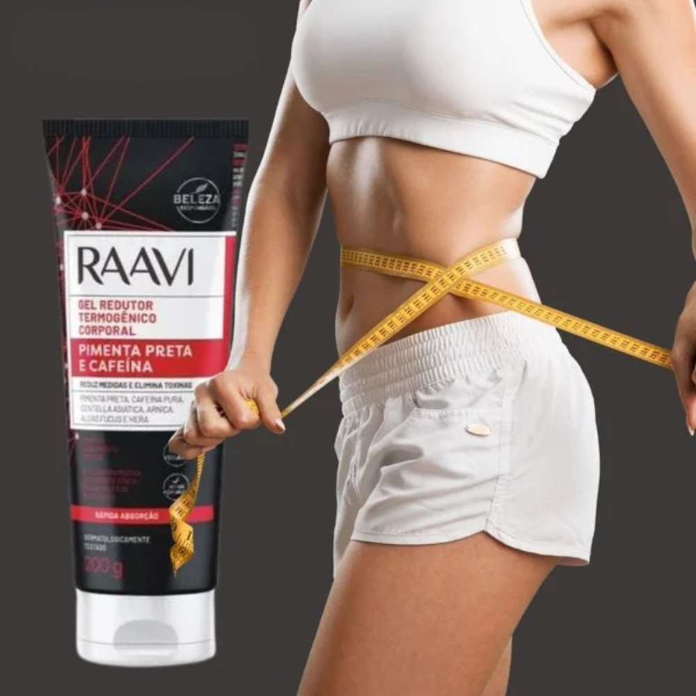 Gel Redutor Termogênico Pimenta Preta E Cafeína Raavi 200g