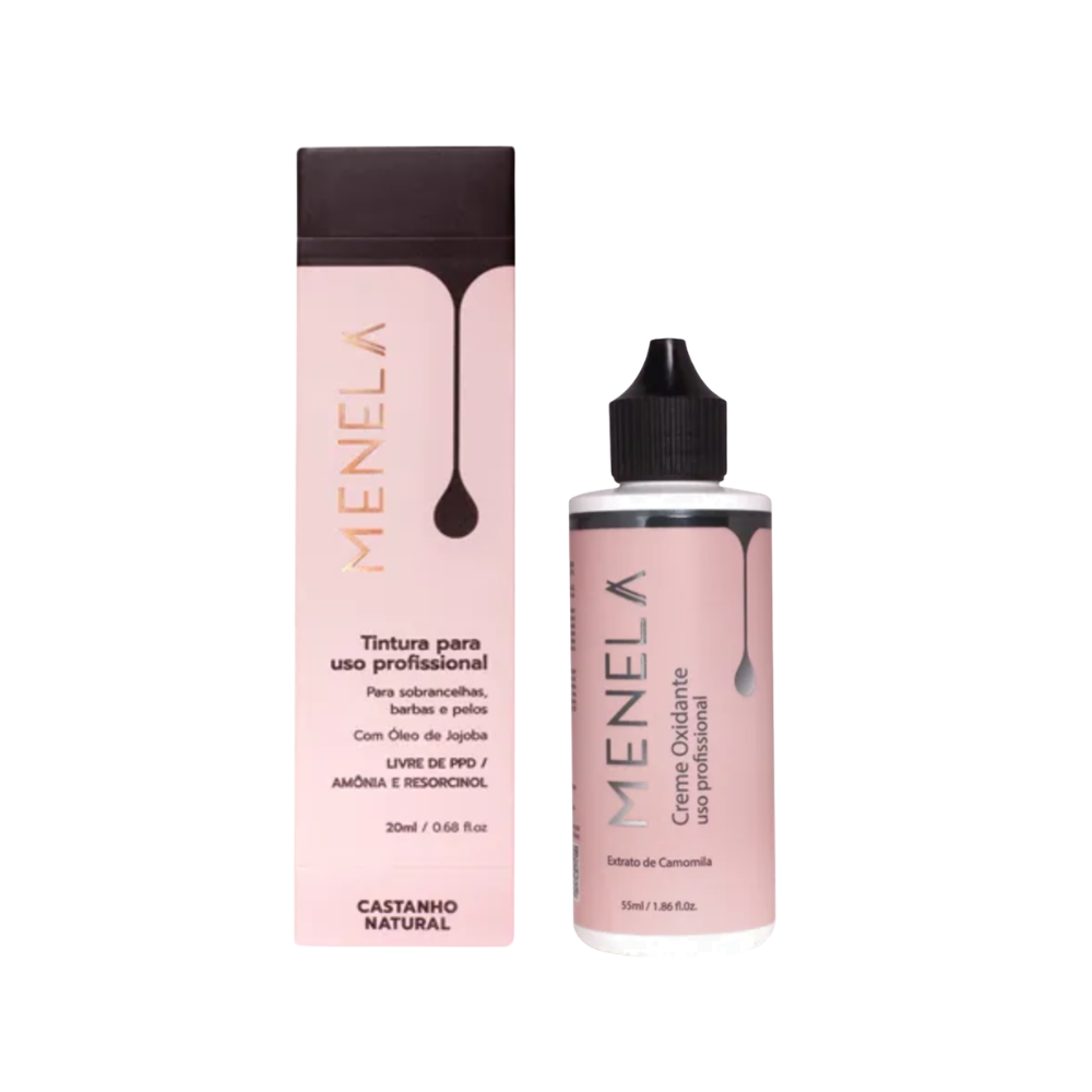 Kit Tintura 20ml Castanho Natural E Creme Oxidante 55ml Menela