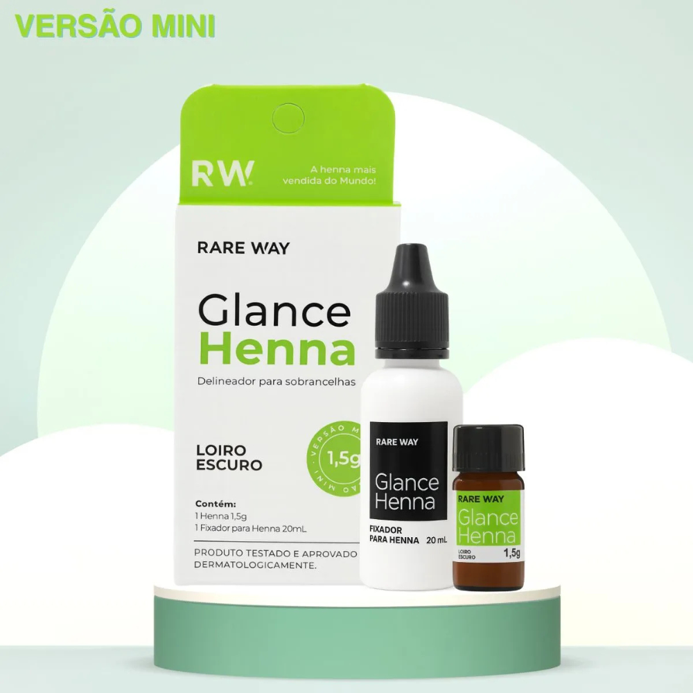 Kit Henna E Fixador Para Sobrancelhas Glance Mini Loiro Escuro Rare Way 1,5g