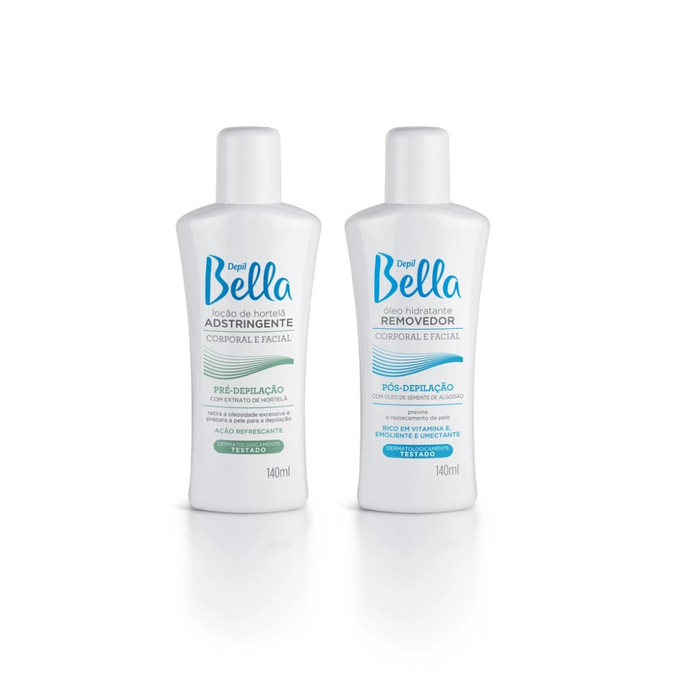 Kit Loção Adstringente Pré Depilatória + Óleo Removedor Pós Depilatório Depil Bella