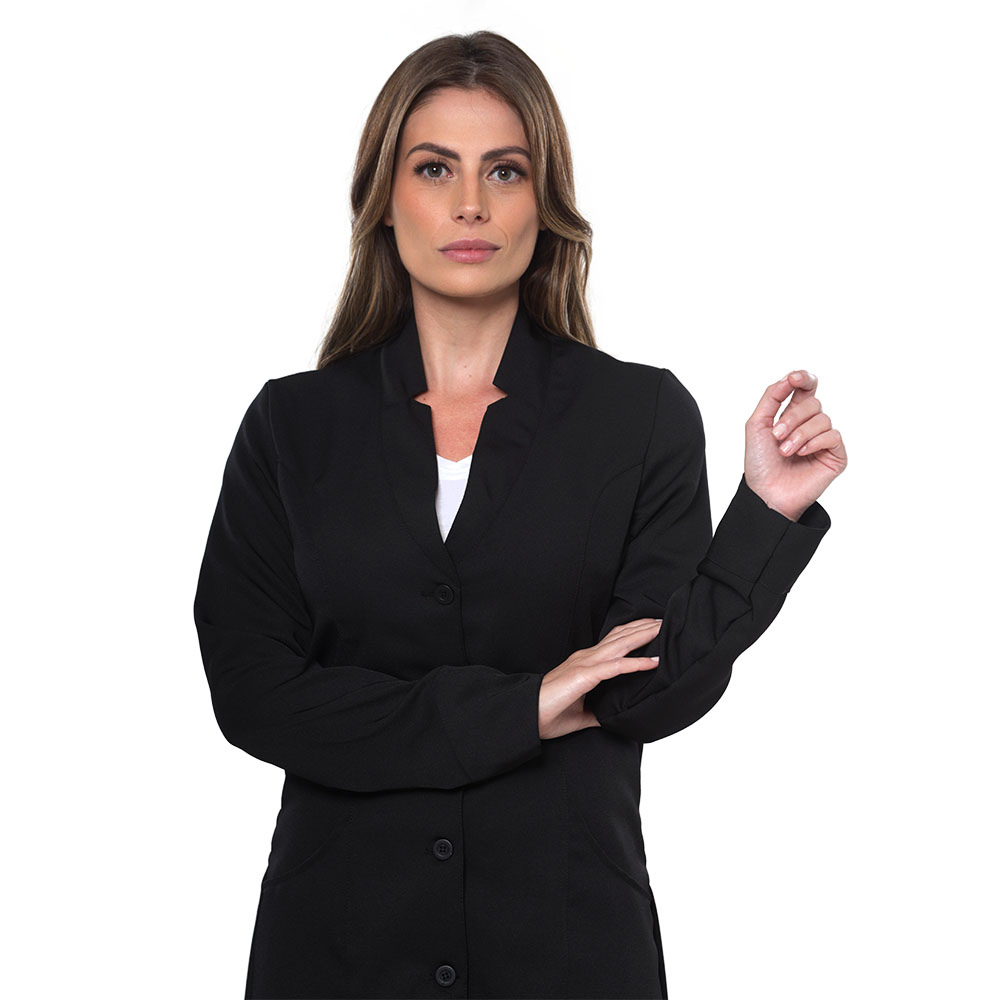 Jaleco Gabardine Com Manga E Botão Tamanho P Preto Santa Clara 6182