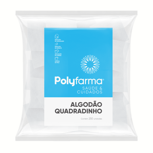 Algodão Polyfarma 250un Quadradinho