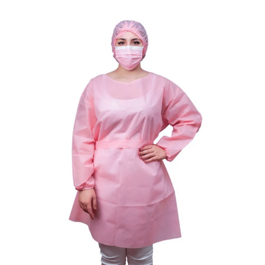 Jaleco Descartável Manga Longa Rosa GR16 10 Unidades Ntflex