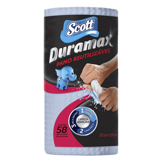 Pano Reutilizável Em Rolo Scott Duramax 58 Unidades Azul