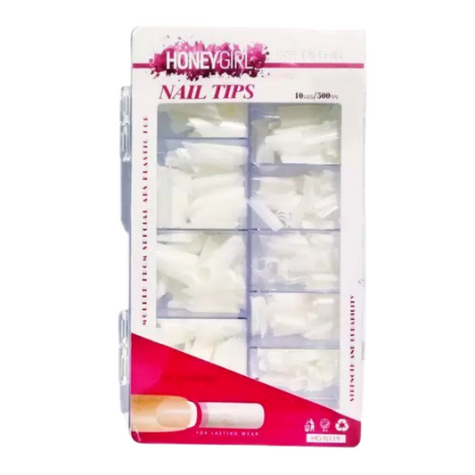 Caixa De Tips Honey Girl Curvatura C Branca 500 Unidades