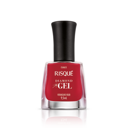 Esmalte Risqué Diamond Efeito Gel Vermelho Rubi 9,5ml