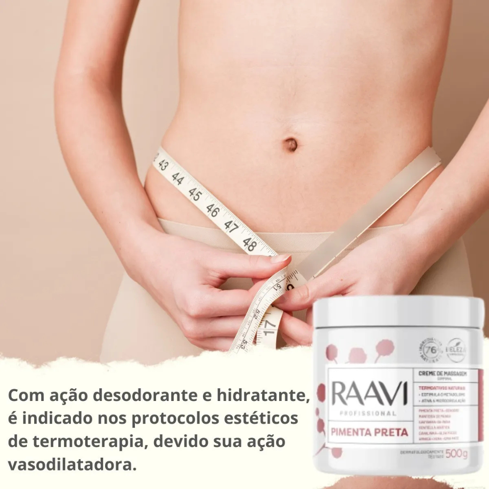 Creme de Massagem Corporal Pimenta Preta Raavi 500g