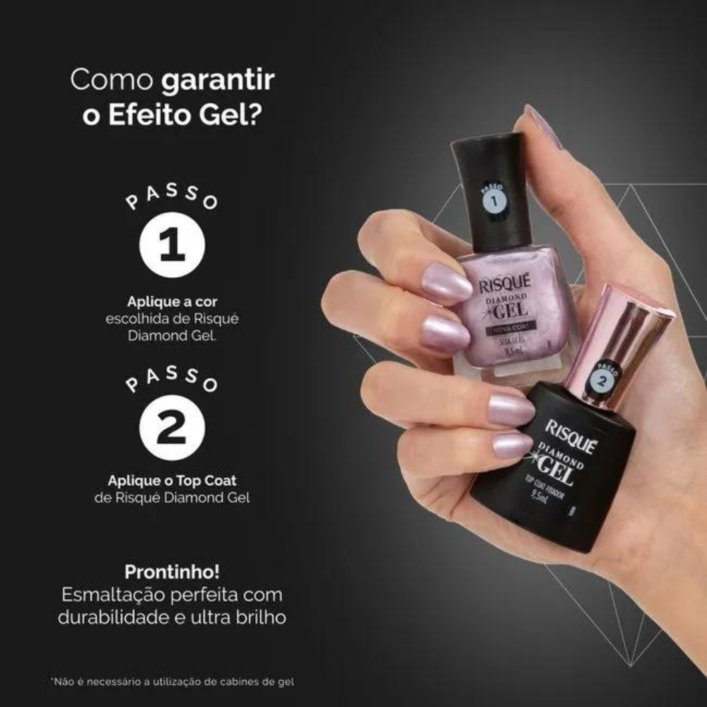 Esmalte Risqué Diamond Gel Seda Lilás 9,5ml