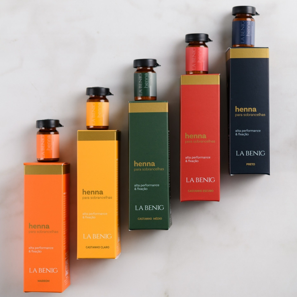 Kit La Benig Henna E Fixador Profissional Marrom 1,25g