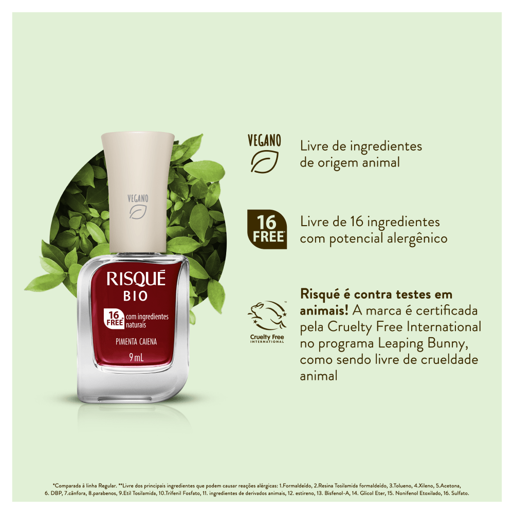Esmalte Risqué Cremoso Bio 9ml Pimenta Caiena