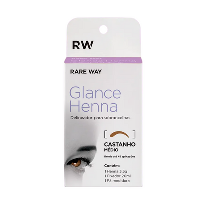 Kit Henna E Fixador Para Sobrancelhas Glance Castanho Médio Rare Way 3,5g