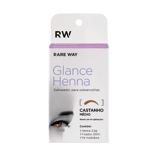 Kit Henna E Fixador Para Sobrancelhas Glance Castanho Médio Rare Way 3,5g