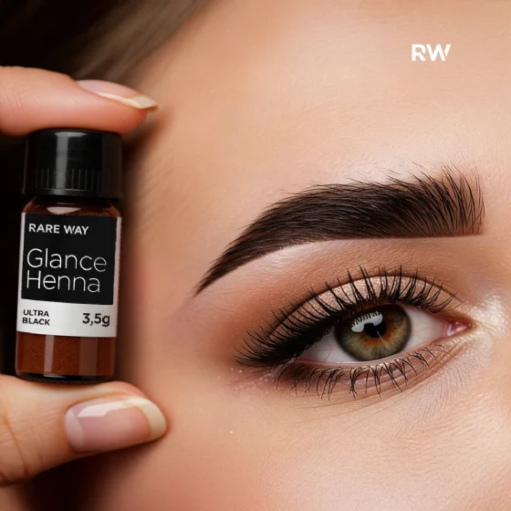 Kit Henna E Fixador Para Sobrancelhas Glance Ultra Black Rare Way 3,5g