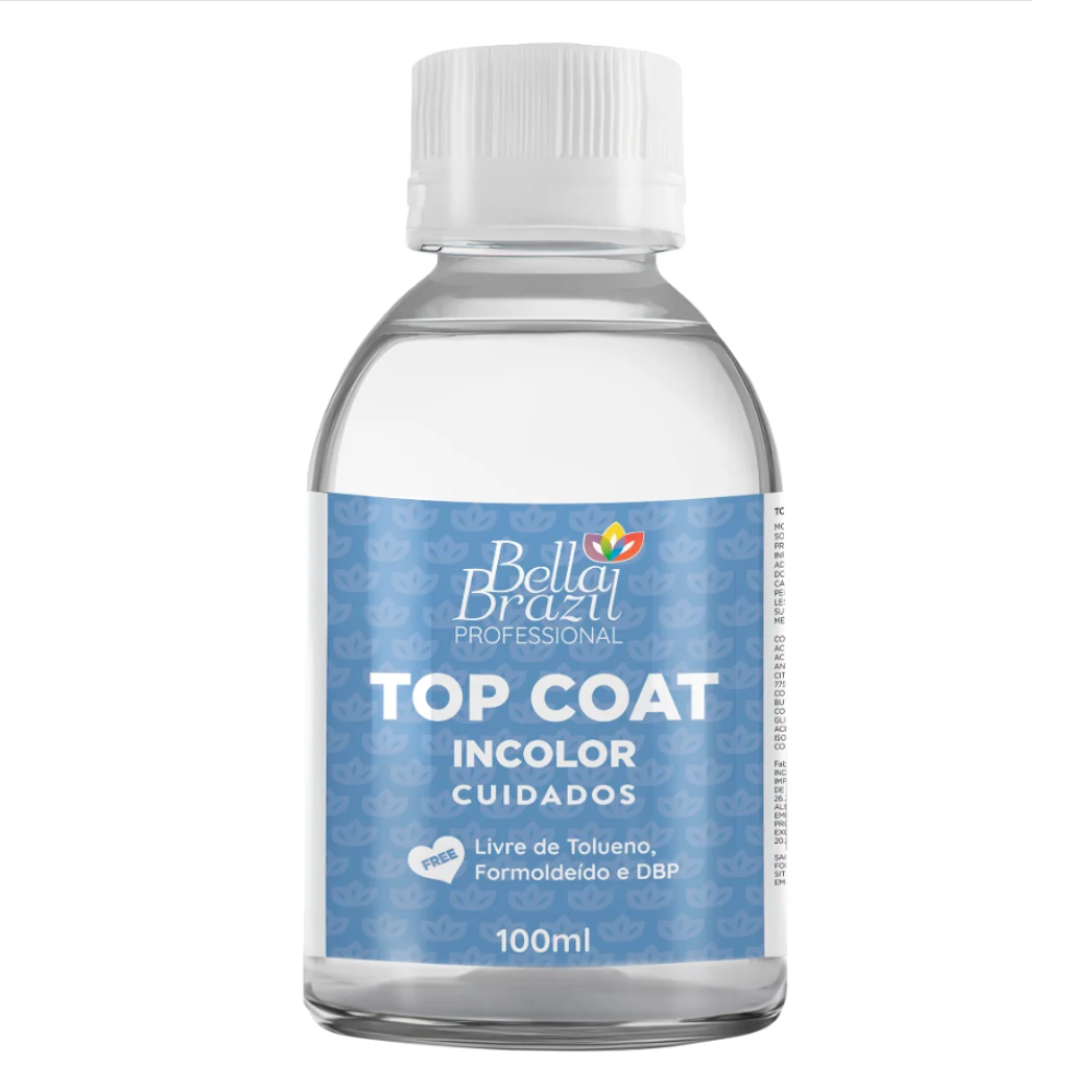 Refil Esmalte Bella Brazil Profissional Top Coat Efeito Gel Incolor 100ml