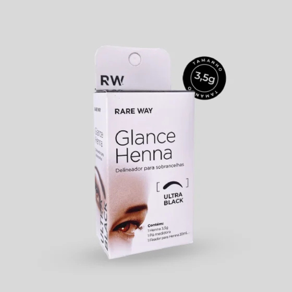 Kit Henna E Fixador Para Sobrancelhas Glance Ultra Black Rare Way 3,5g