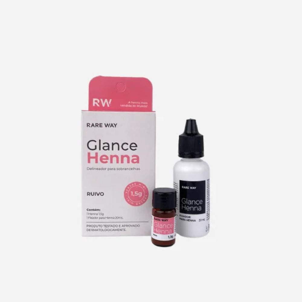 Kit Henna E Fixador Para Sobrancelhas Glance Mini Ruivo Rare Way 1,5g