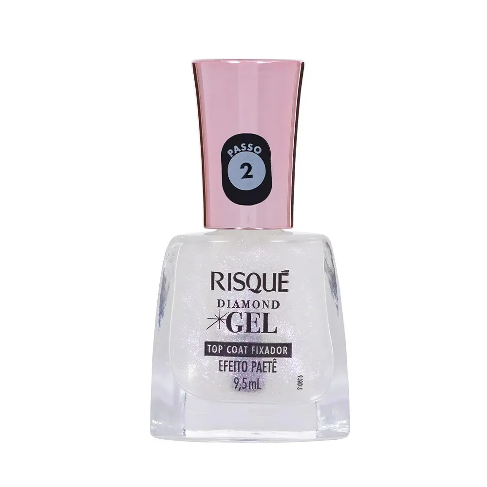 Esmalte Risque Top Coat Fixador Efeito Paetê Diamond Efeito Gel 9,5ml