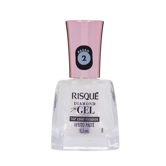 Esmalte Risque Top Coat Fixador Efeito Paetê Diamond Efeito Gel 9,5ml