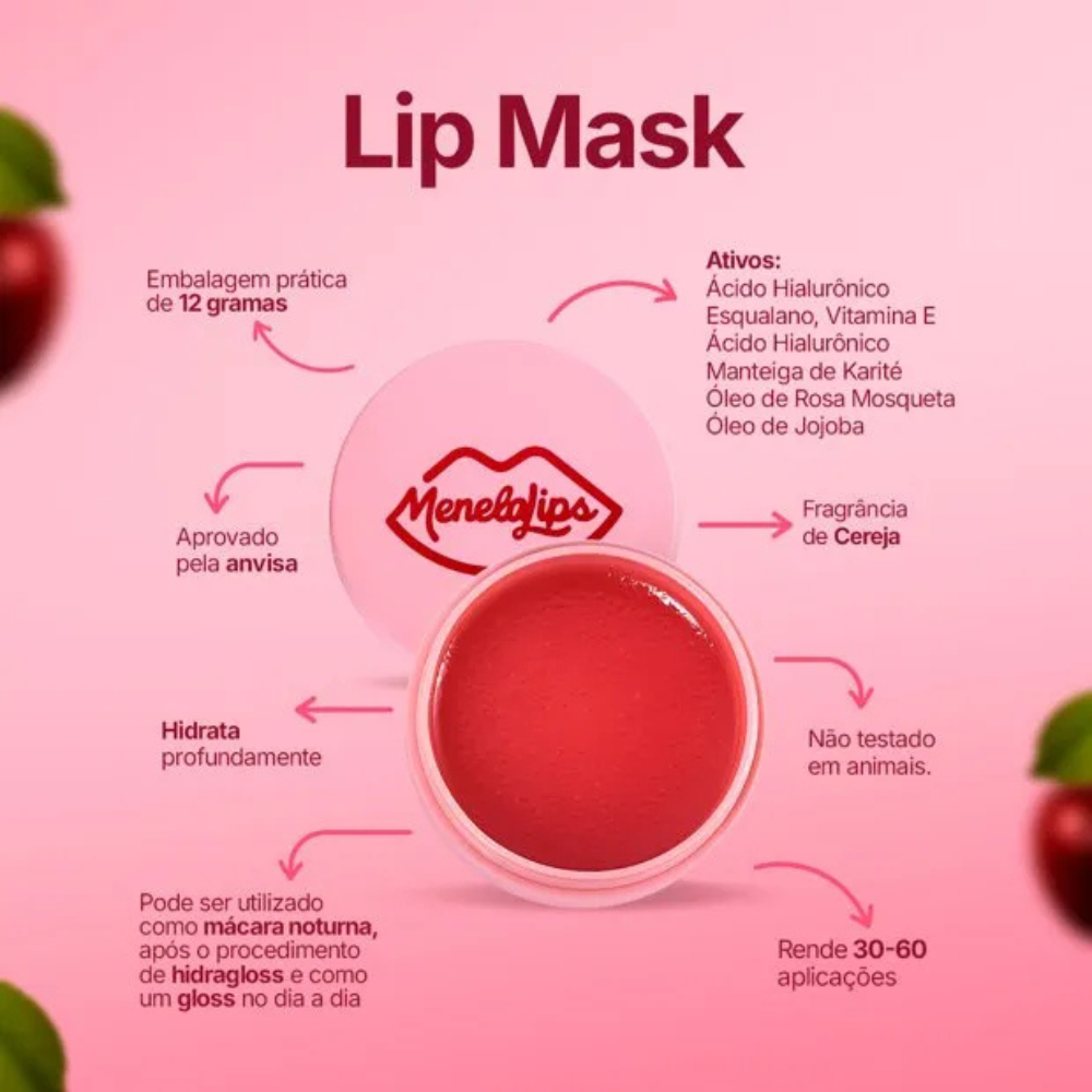 Kit Sérum Hidragloss 15ml + Esfoliante Labial 12g + Lip Mask 20g Menela