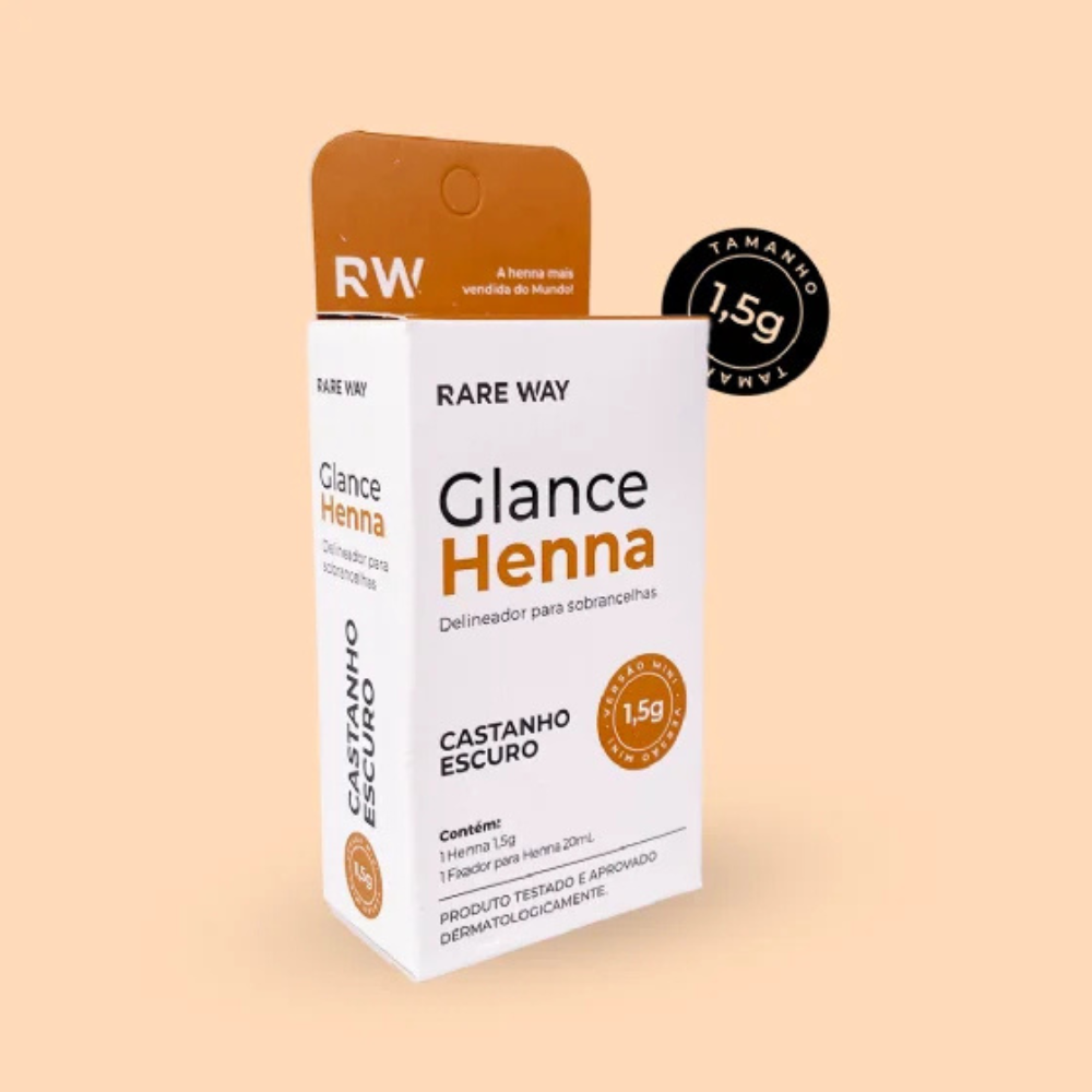 Kit Henna E Fixador Para Sobrancelhas Glance Mini Castanho Escuro Rare Way 1,5g