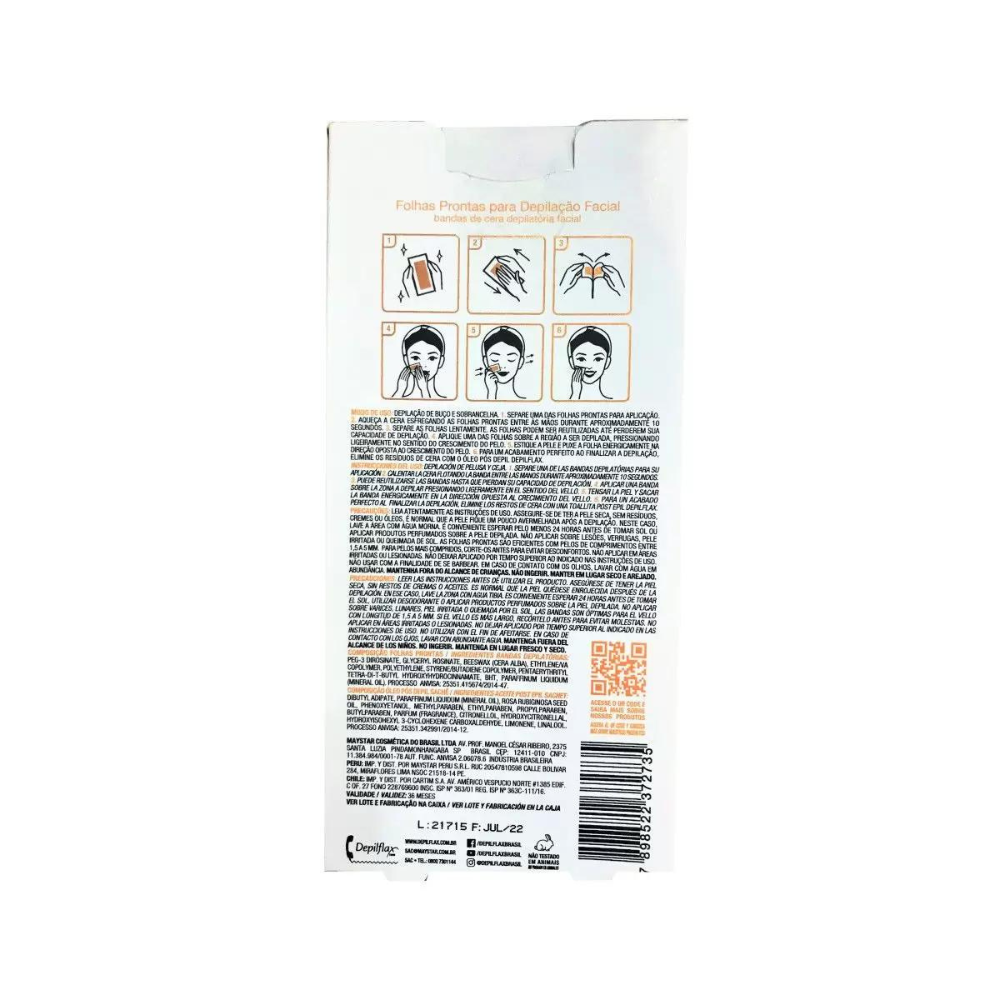 Cera Em Folhas Depilatórias Depilflax Facial 24 Unidades Mel