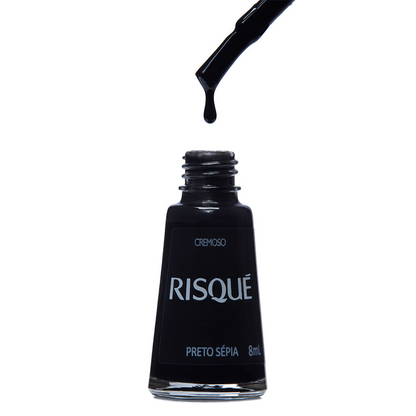 Esmalte Risqué Cremoso Preto Sépia 8ml - Preto