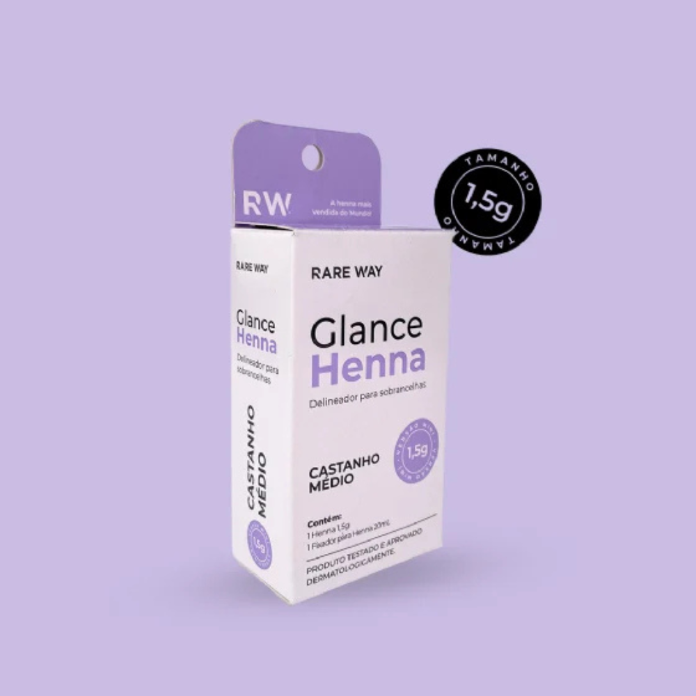 Kit Henna E Fixador Para Sobrancelhas Glance Mini Castanho Médio Rare Way 1,5g