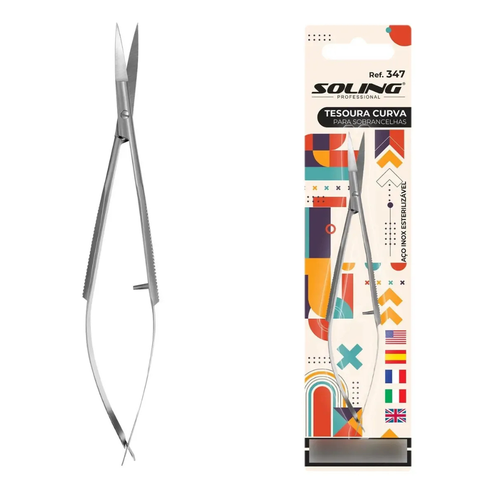 Tesoura Curva Para Sobrancelha Soling Ref.347