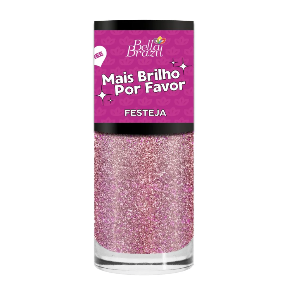 Esmalte Bella Brazil Glitter Mais Brilho Por Favor Festeja 1405 9ml