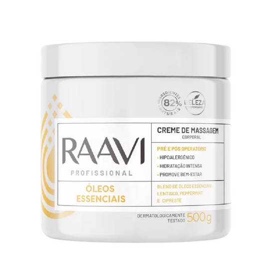 Creme De Massagem Corporal Óleos Essenciais Raavi 500g