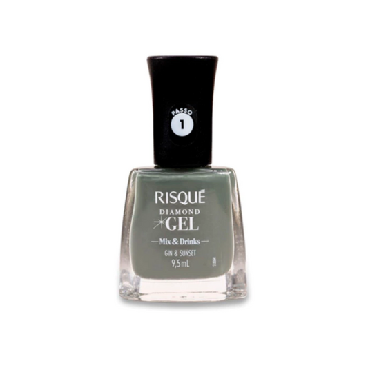 Esmalte Risqué Diamond Gel Gin E Sunset 9,5ml - Verde - Diamond Gel