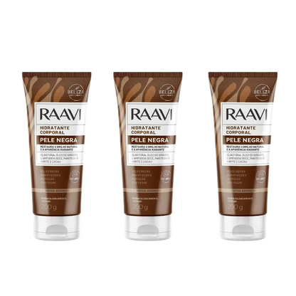 Kit Com 3 Hidratante Corporal Pele Negra Raavi 200g