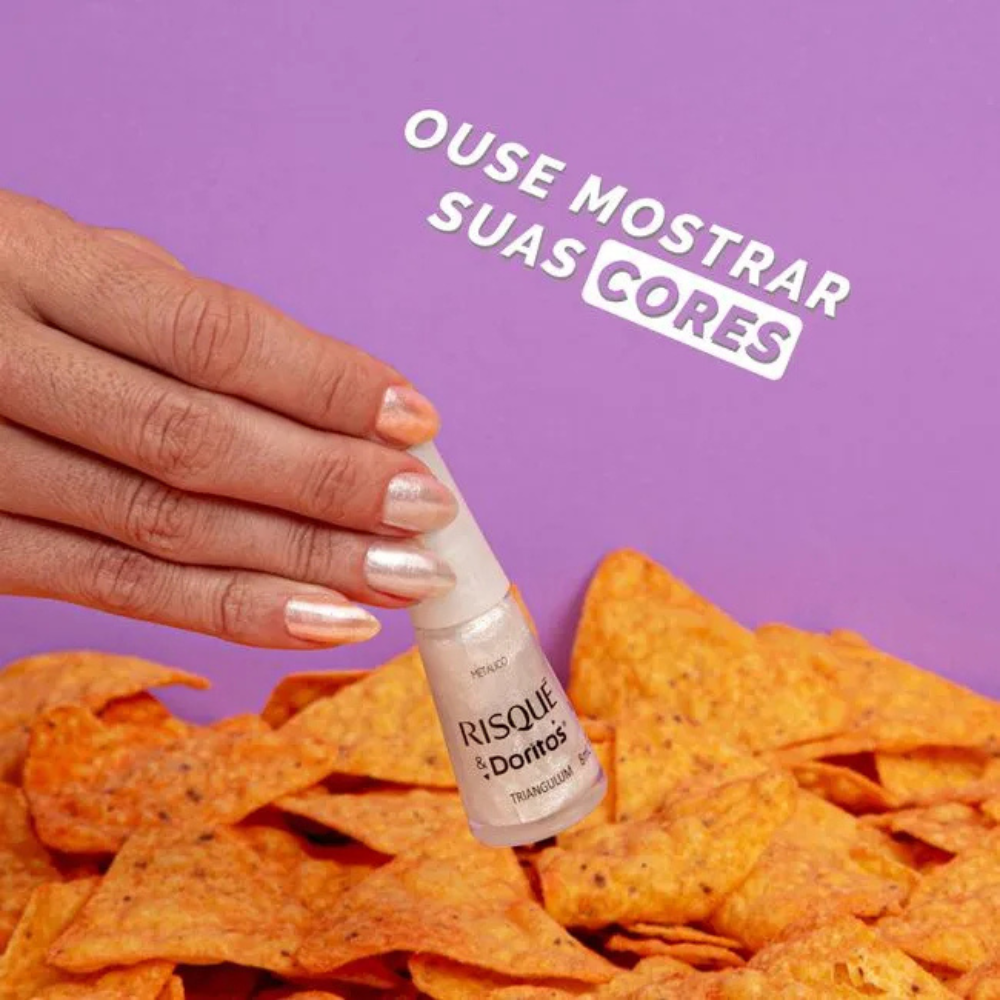 Esmalte Risqué & Doritos Metálico Triangulum Branco 8ml