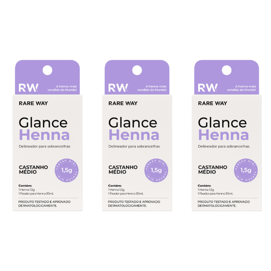 Kit 3 Hennas Glance Castanho Médio 1,5g  Rare Way