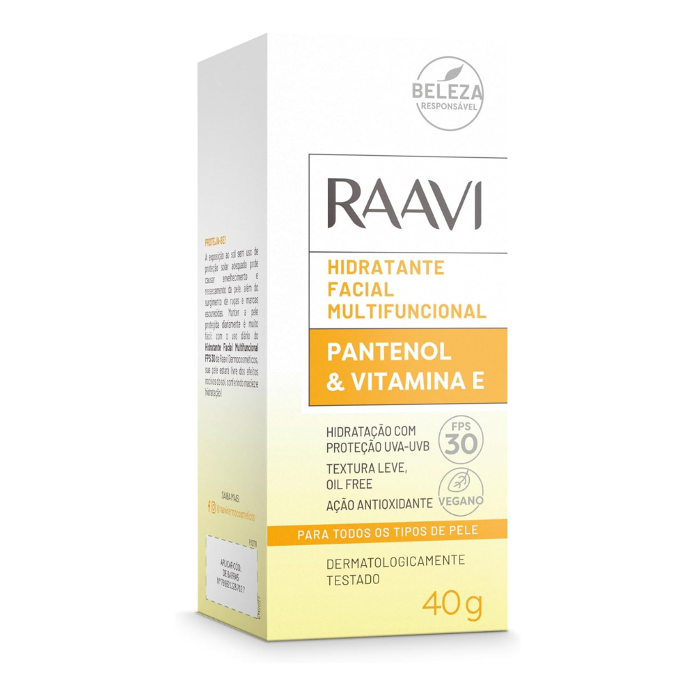 Hidratante Facial Com Proteção Fps 30 Multifuncional Raavi 40g