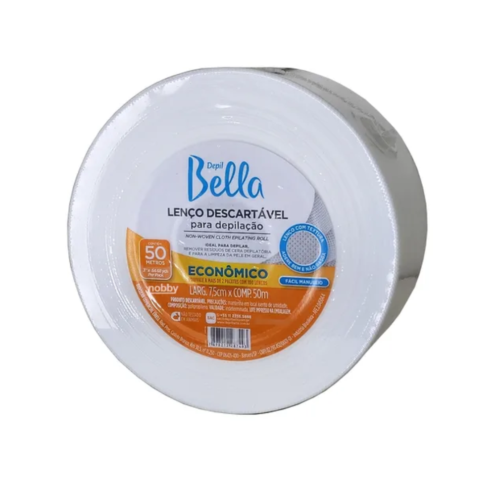 Lenço Perlon Descartável Com Textura Para Depilação Rolo Depil Bella 50 Metros