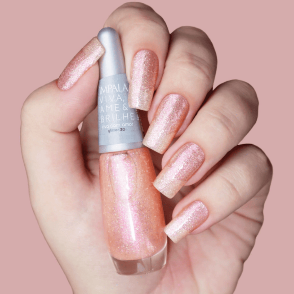 Esmalte Impala Glitter 3D Viva Com Amor 7,5ml
