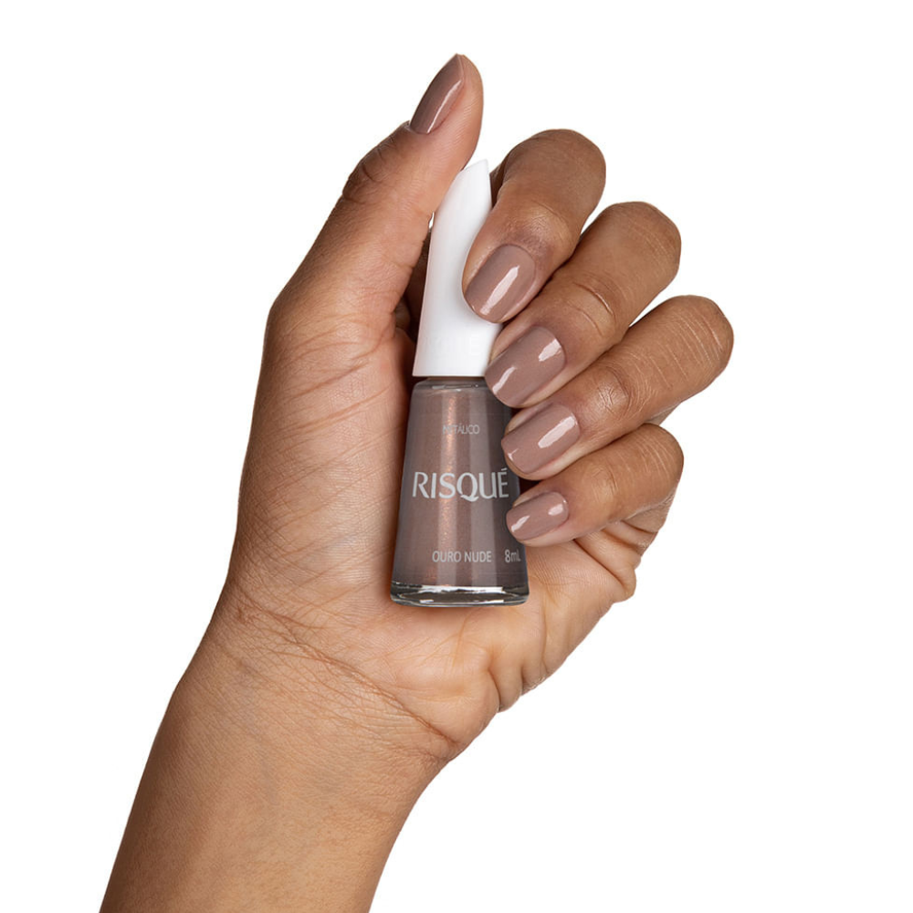 Esmalte Risqué Metálico Ouro Nude 8ml - Nude