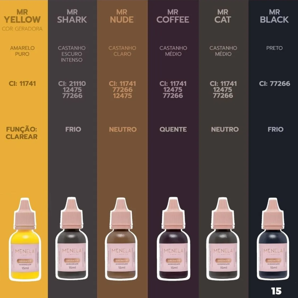 Pigmento Menela Mr. Boss Castanho Claro Inorgânico Micropigmentação Sobrancelhas 3ml