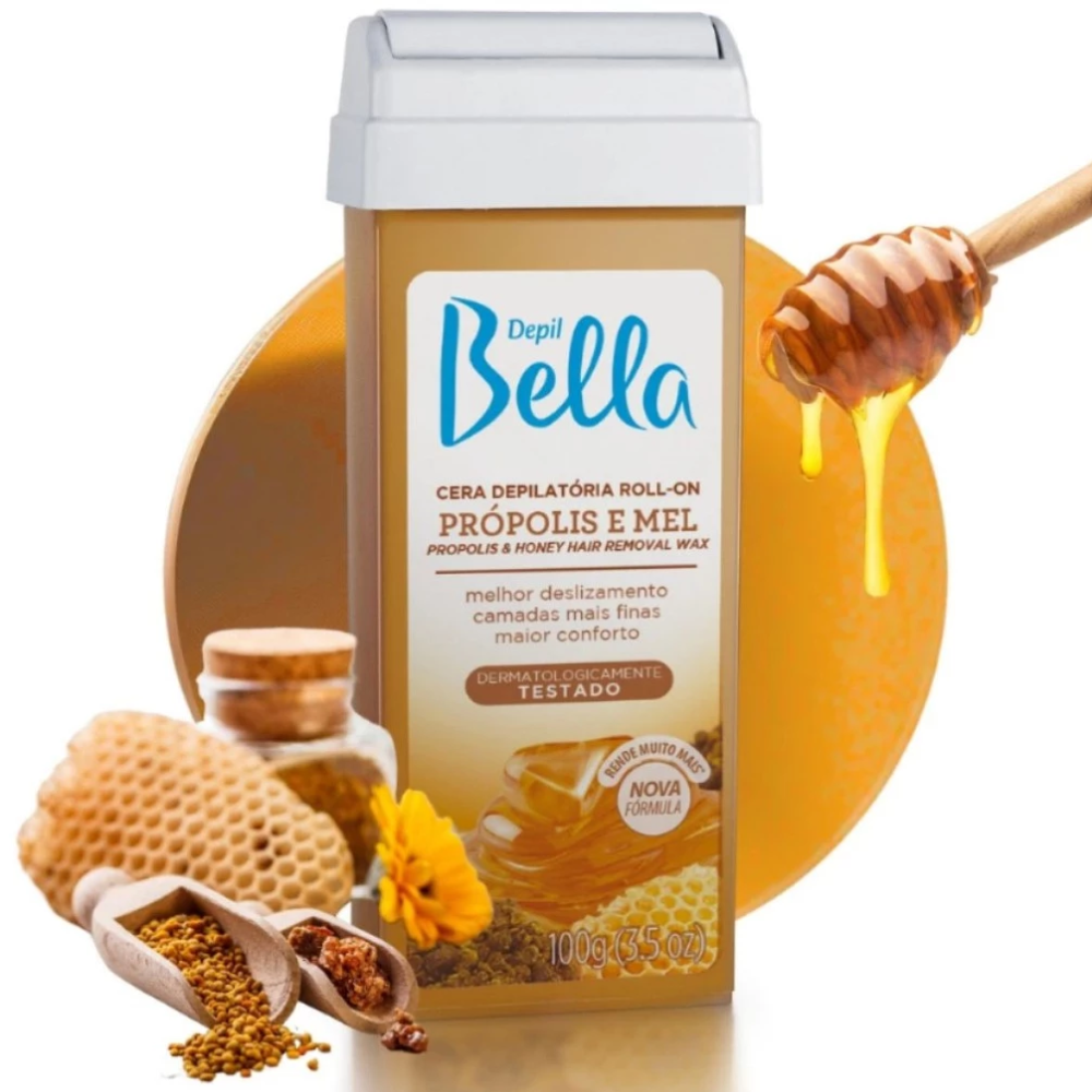 Kit 6 Refil Cera Depilatória Roll On Deo Própolis E Mel Depil Bella 100g