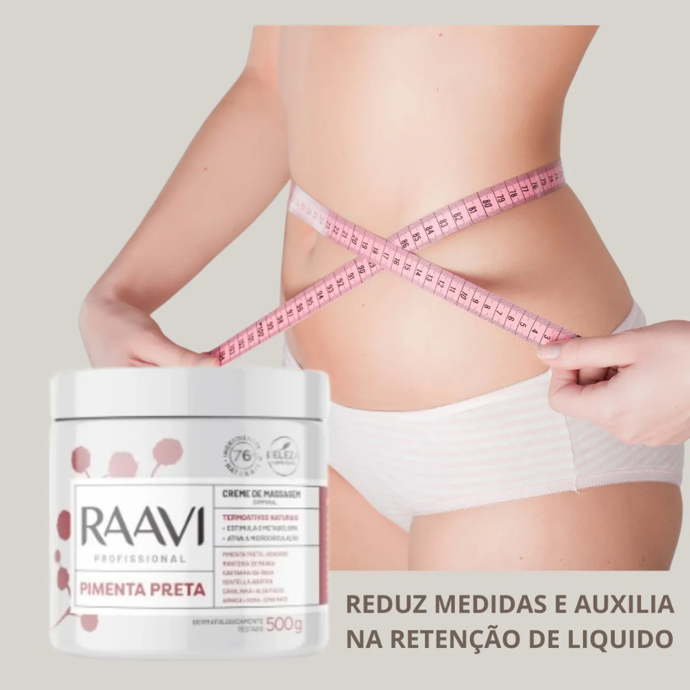 Creme de Massagem Corporal Pimenta Preta Raavi 500g