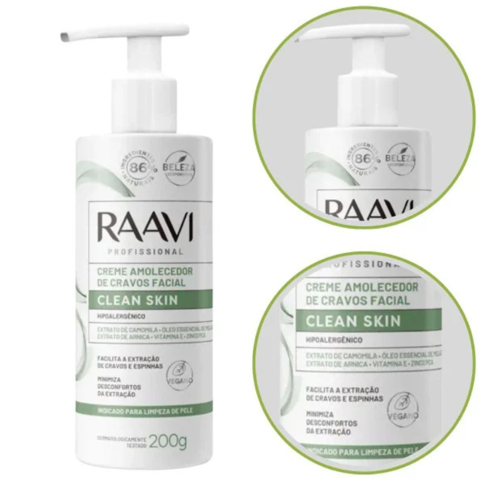 Creme Amolecedor De Cravos Facial Clean Skin Raavi 200g