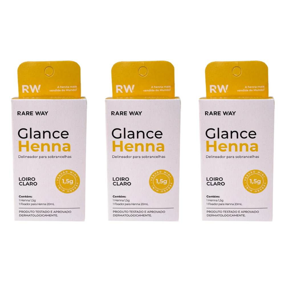 Kit 3 Hennas Glance Loiro Claro 1,5g  Rare Way