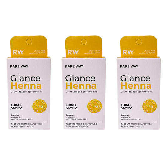 Kit 3 Hennas Glance Loiro Claro 1,5g  Rare Way