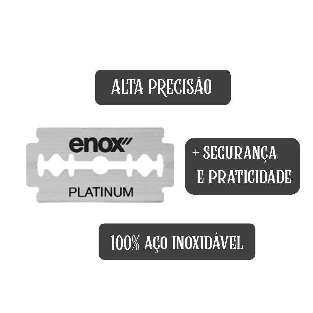 Lâmina De Barbear Duplo Fio Enox Platinum 10 Cartuchos